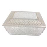 Pressed Glass Trinket Box, 3.5" x 5"