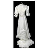 Vintage 1980s Lace and Satin Wedding Dress