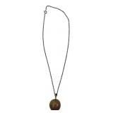 Brass & Copper Tone Globe Pendant Necklace