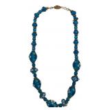 Vintage Blue Glass Lampwork Beaded Necklace