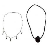 Art Glass Ladybug & Silver-Tone Station Necklaces