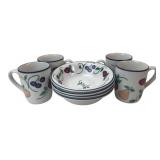 Fruit Motif Ceramic Bowls and Mugs Set