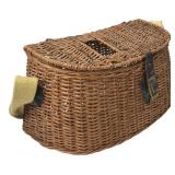 Woven Wicker Fishing Creel with Canvas Strap