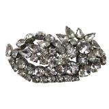 VTG Clear Rhinestone Brooch, 3.5" Wide