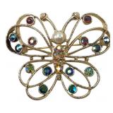 VTG Emmons Butterfly Brooch Gold Tone Aurora Borea