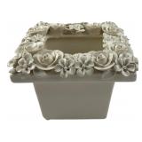 Cream Ceramic Applied Floral Planter