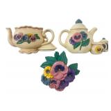 Burwood Home Interiors Pansy Wall Plaque Set