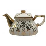 English Ceramic Teapot with Gold Floral Motif