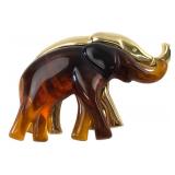 VTG Liz Claiborne Amber Lucite Elephant Brooch