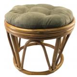Rattan Stool with Green Cushion
