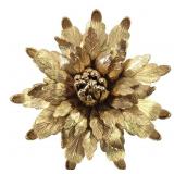 Monet Gold Tone Floral Brooch