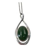 Janecraft Sterling Silver and Green Stone Pendant