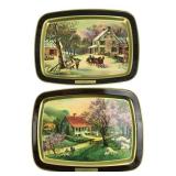Currier & Ives American Homestead Metal Trays, Pai