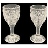 Pair of Pressed Glass Star Pattern Cordials