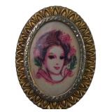 Vintage Gold-Tone Portrait Brooch Pin
