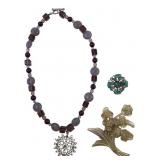 Costume Jewelry Lot Necklace & Brooches