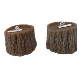 Pair of Faux Wood Log Scented Candles