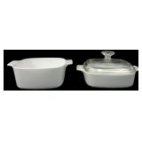 Corning Ware White Casseroles & Pyrex Lid