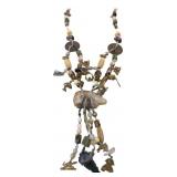 Agate Slice & Mixed Charm Beaded Boho Necklace