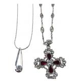 Cookie Lee Cross & Teardrop Pendant Necklaces