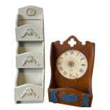 Welby Wall Clock & Painted Wood Mail Holder