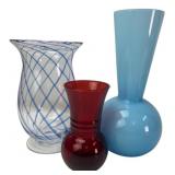 Collection of Three Art Glass Vases