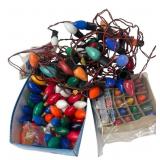 Assorted Vintage Christmas Light Bulbs & String