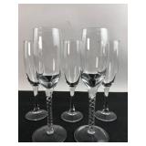 5 Twisted Stem Champagne Flutes Bride & Groom