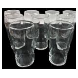 Set of 9 Clear Glass Contoured Tumblers