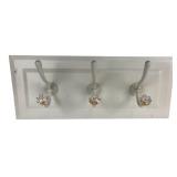 White Painted Wood 3-Hook Wall Rack 20x8"