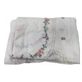 Hand Cross Stitch Floral Cotton Tablecloth 52x70