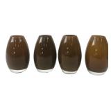 Set of Four Brown Art Glass Vases