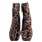Free People Leopard Velvet Ankle Boots Size 6