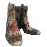 Korks Snake Print Leather Ankle Boots 7M