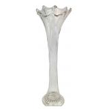 VTG Clear Swung Glass Ribbed Vase 14" H