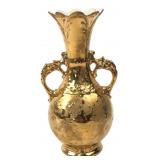 24K Gold Finish Ceramic Handled Vase 7 in
