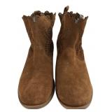 MIA Brown Suede Laser Cut Ankle Boots Size 7.5