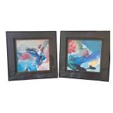 Pair of Framed Abstract Watercolor Prints