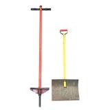 Vintage Pogo Stick and Metal Snow Shovel
