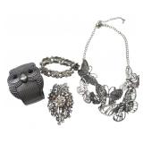 Silver-Tone Costume Jewelry Lot 4 Pcs