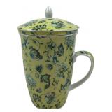 World Market Yellow Floral Tea Infuser Mug
