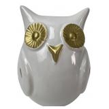 White & Gold Ceramic Owl Luminary