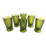 Set of 6 Green Indiana glass Whitehall glasses