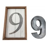 Kendrick Wood Framed Number 9 Sign & Metal 9