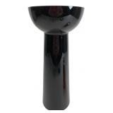 Tall Black Glass Pedestal Vase 12in H
