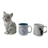 Russ Berrie Cat Mugs & Figurine Lot