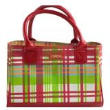 SACHI Multicolored Plaid Insulated Tote Bag