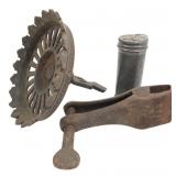 Antique Cast Iron Tool Parts & Metal Canister