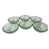 Set of 6 Green Textured Glass Bowls