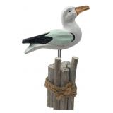 Carved Wood Nautical Seagull Figurine
